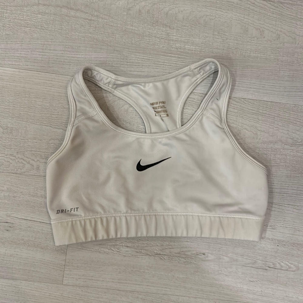 White Nike sports bra